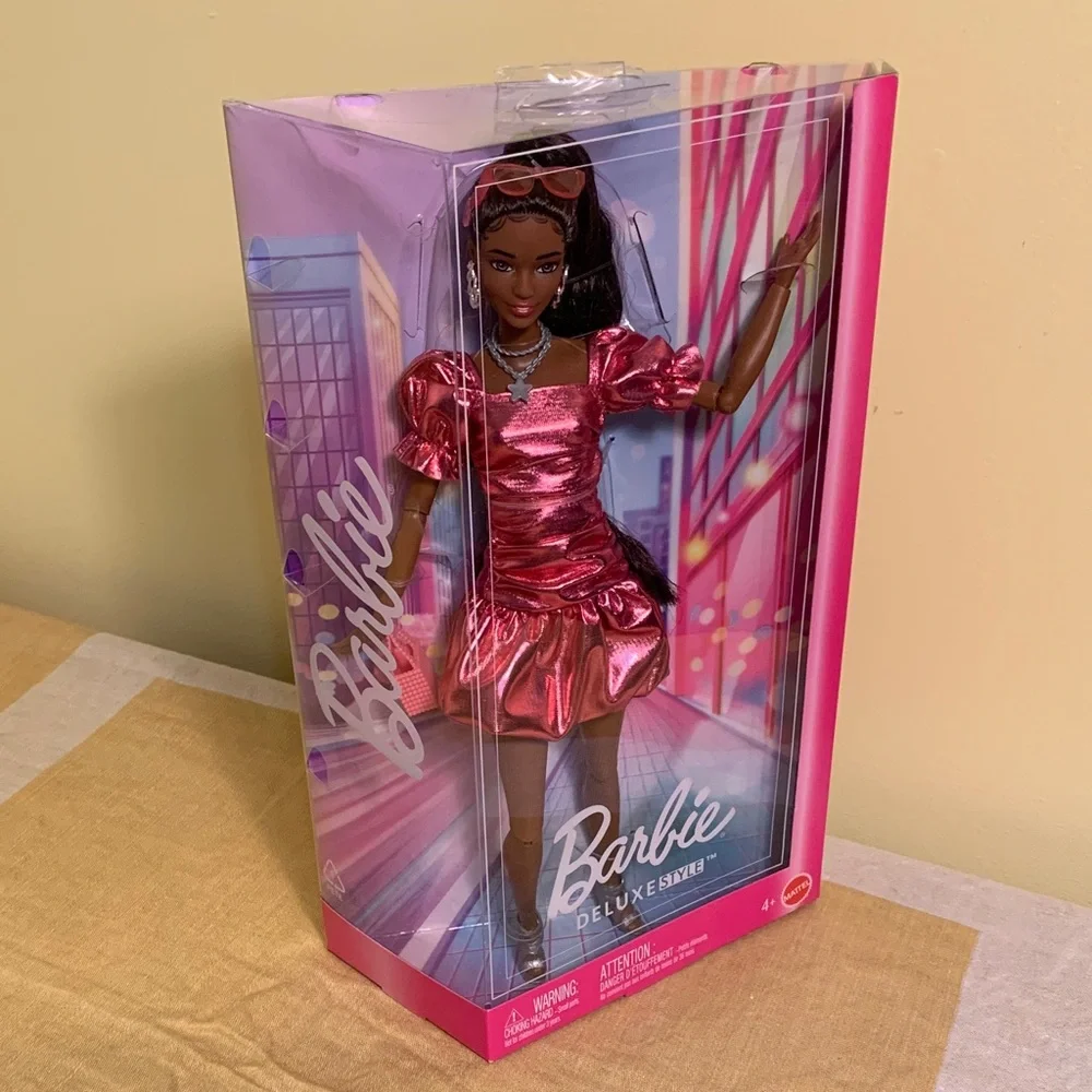 Barbie Deluxe Style 6 Metallic Pink Doll with Black Hair